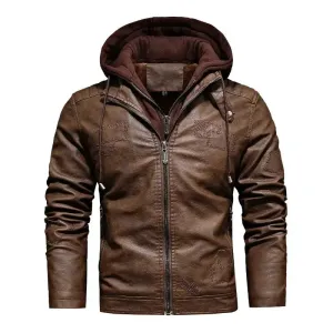 Blouson en cuir homme avec capuche - KINGS