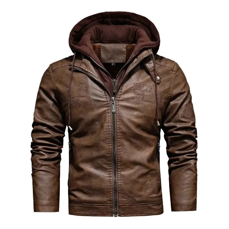 Blouson en cuir homme avec capuche - KINGS