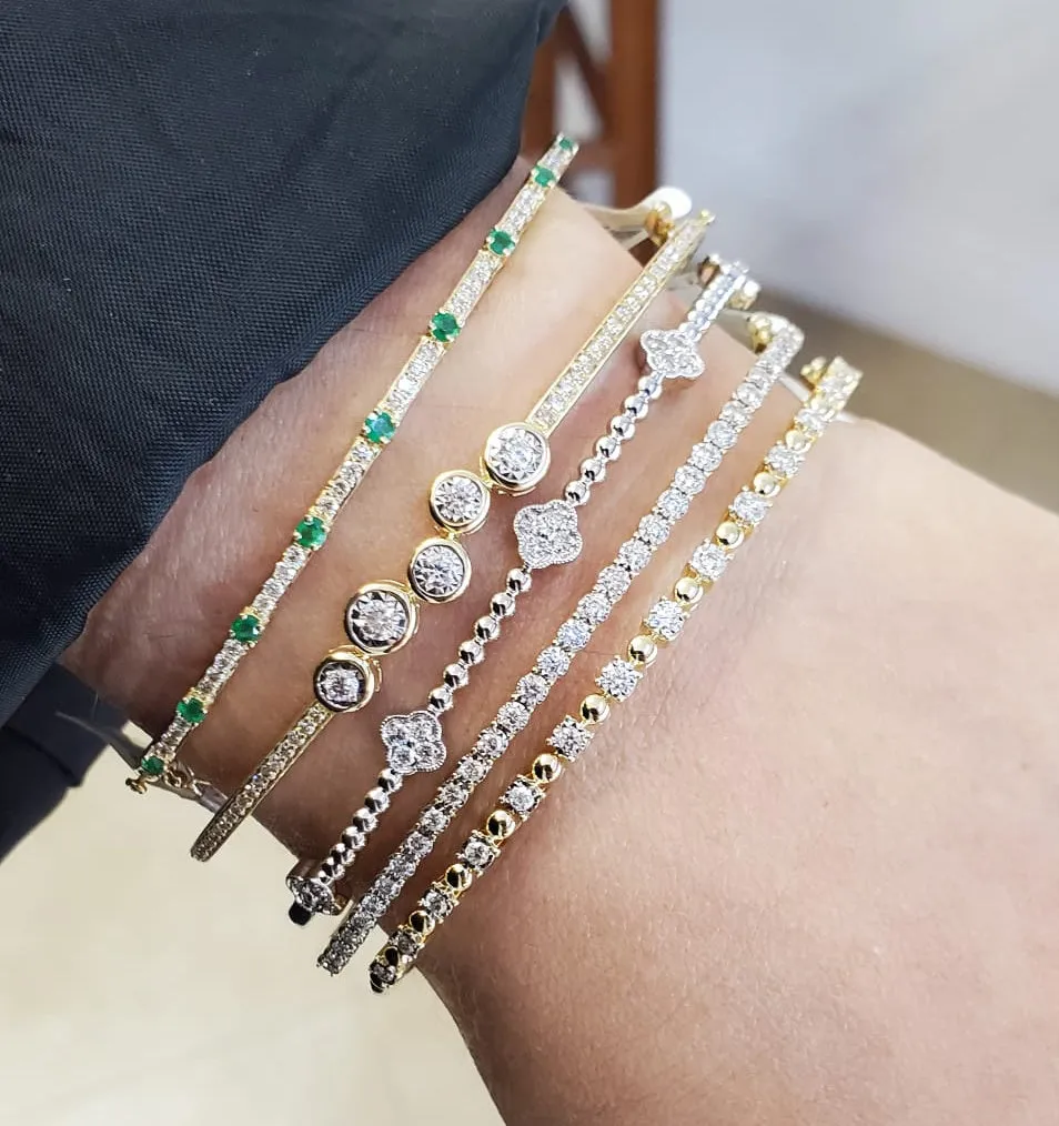 Blue Sapphire, Emerald or Ruby with Diamond Bangle