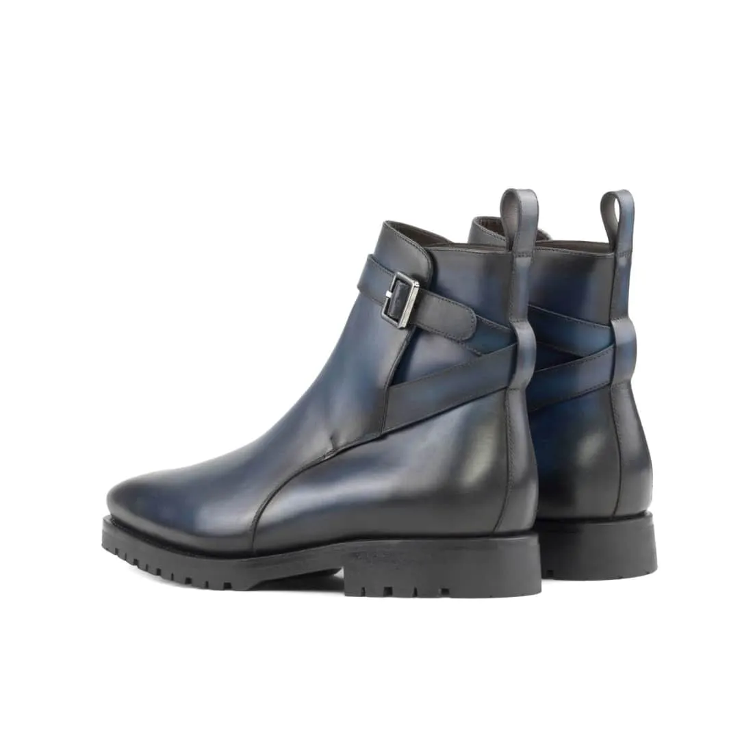Bottines Jodhpur en cuir bleu marine - Semelles Commando