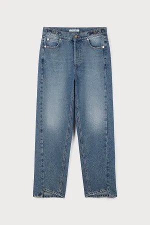 BOYFRIEND DENIM TROUSERS WITH LOGO BUCKLE