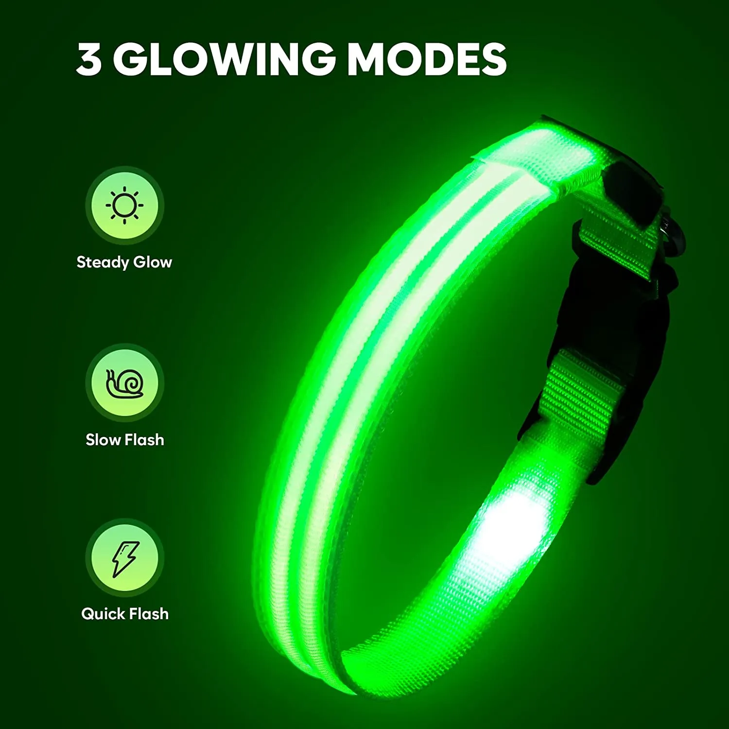 BSEEN Rechargeable LED Dog Collar, Adjustable Light Up Dog Collar Glow in The Dark