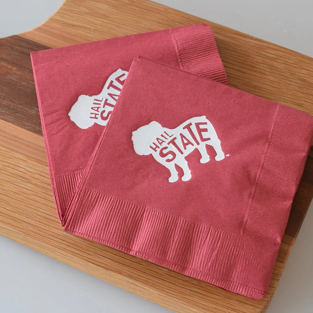 Bulldog Silhouette Hail State Beverage Napkins