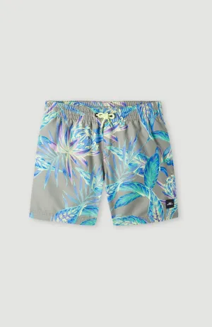Cali Print 13'' Badehose | Green Tropical Flower