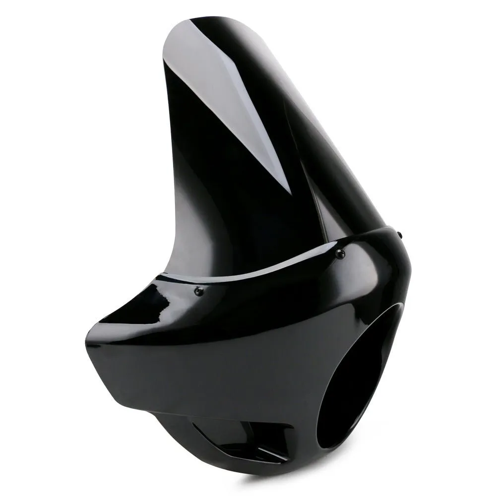 Carenage de Phare VD8 Noir pour Motos Custom avec Pare-brise Intégré