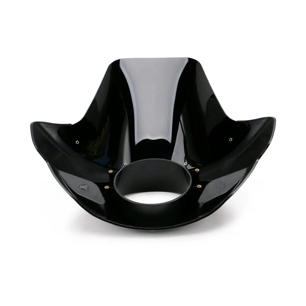 Carenage de Phare VD8 Noir pour Motos Custom avec Pare-brise Intégré