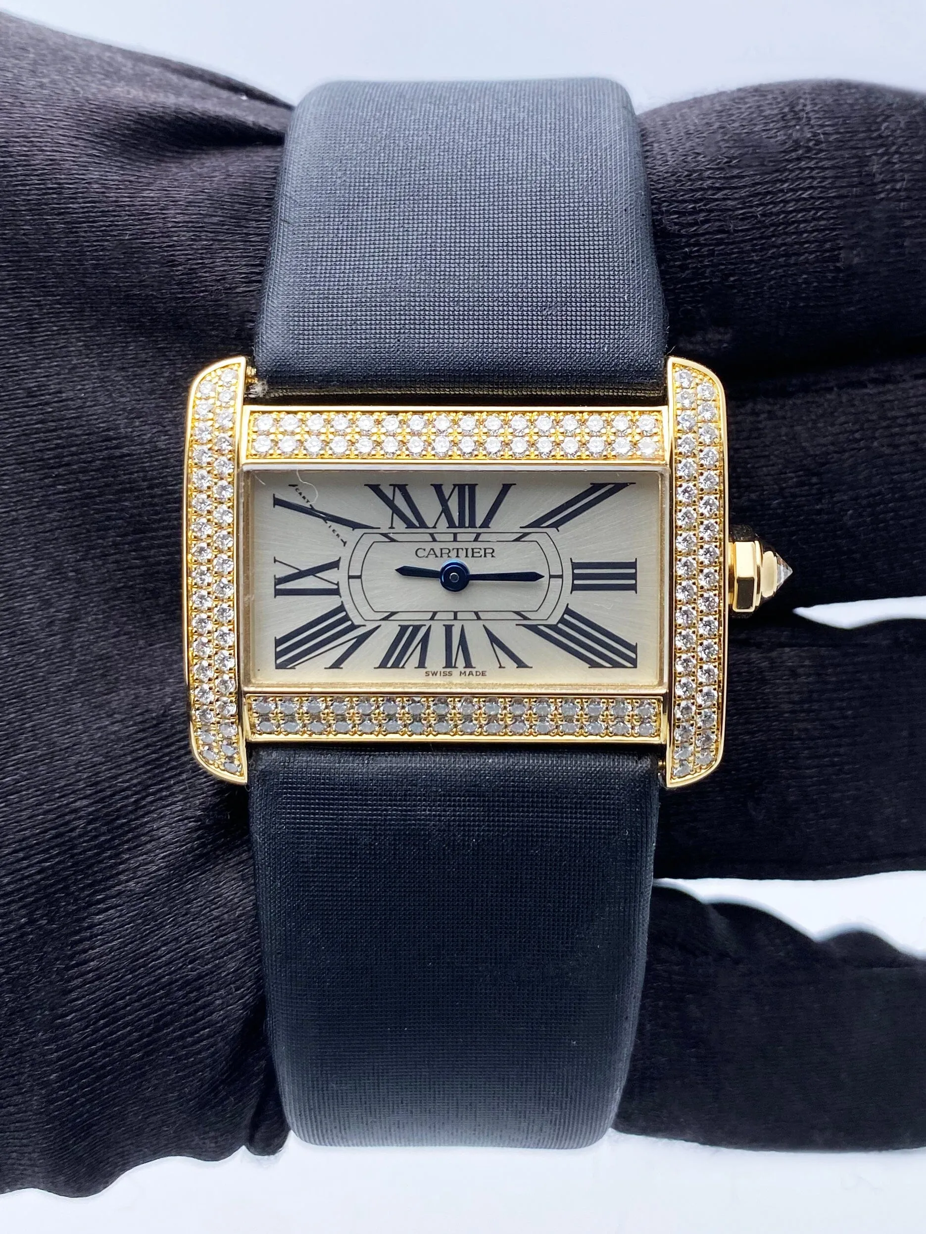 Cartier Tank Divan WA301036 Diamond Yellow Gold Ladies Watch Box Papers