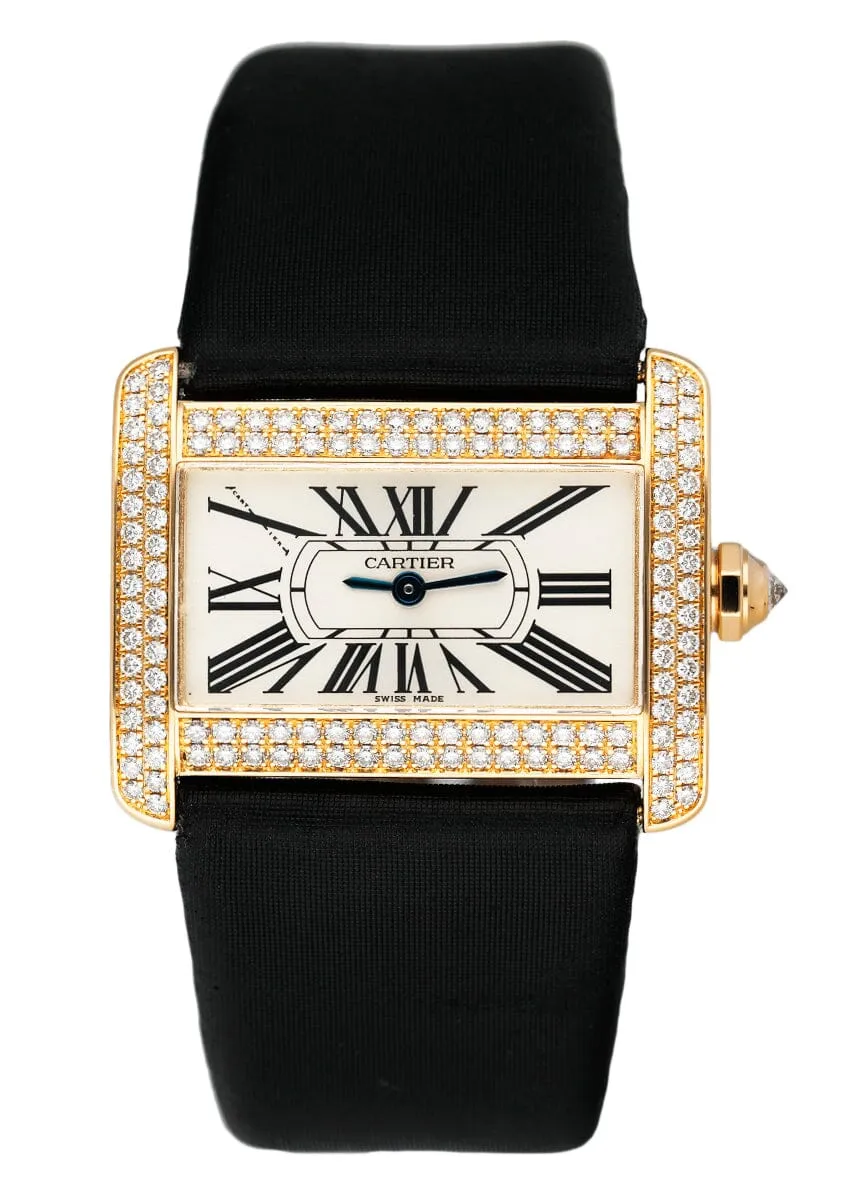 Cartier Tank Divan WA301036 Diamond Yellow Gold Ladies Watch Box Papers
