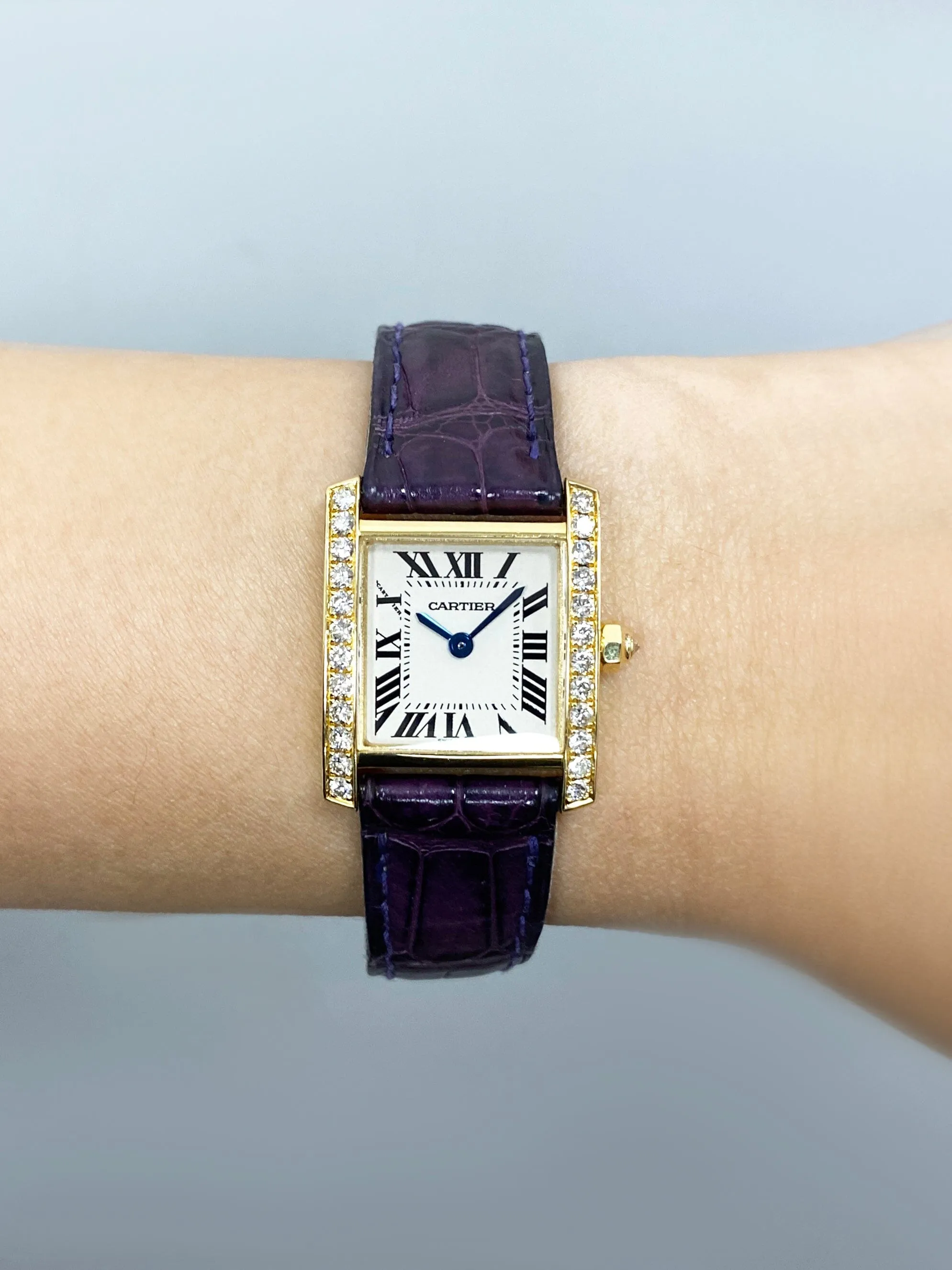 Cartier Tank Francaise WE100151 Diamond 18k Yellow Gold Ladies Watch Box Papers