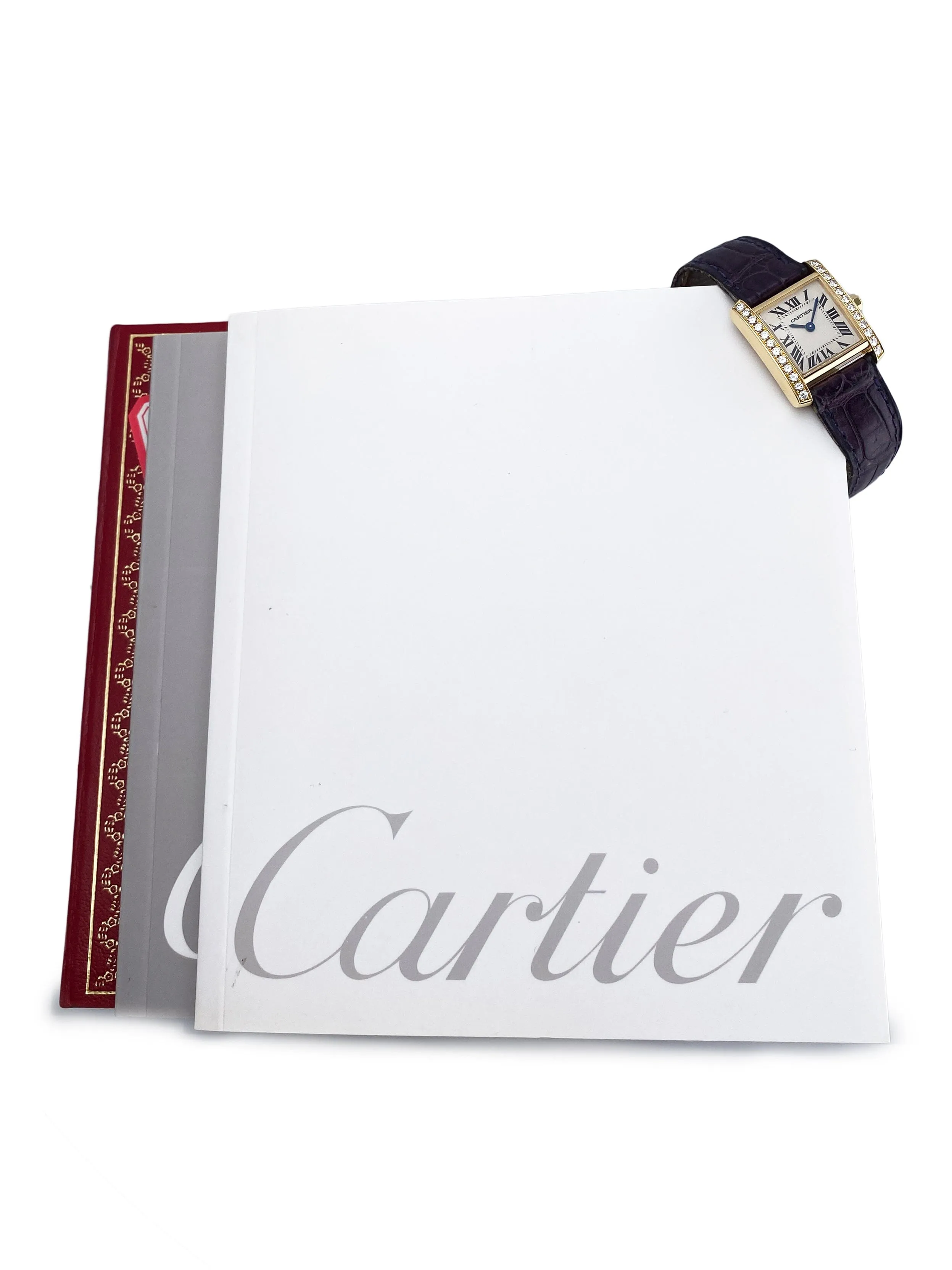 Cartier Tank Francaise WE100151 Diamond 18k Yellow Gold Ladies Watch Box Papers