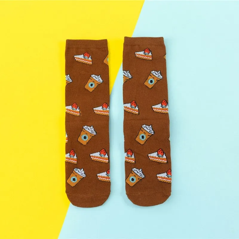 Cartoon Fruit Banana Avocado Lemon Egg Cookie Socks