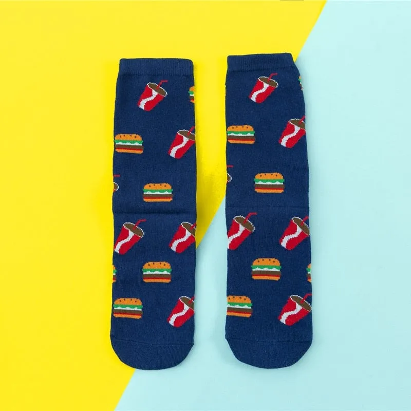 Cartoon Fruit Banana Avocado Lemon Egg Cookie Socks