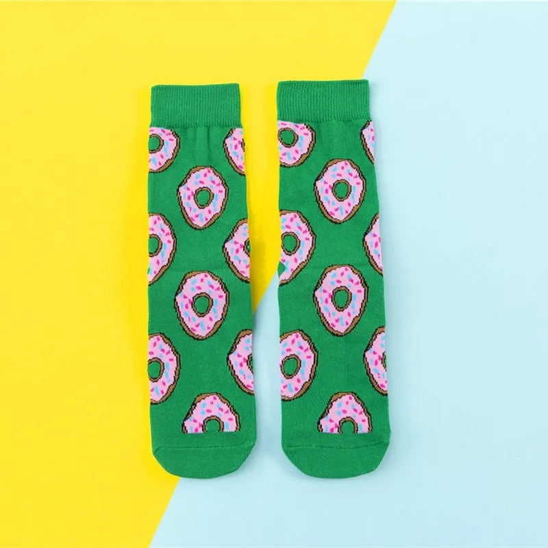 Cartoon Fruit Banana Avocado Lemon Egg Cookie Socks