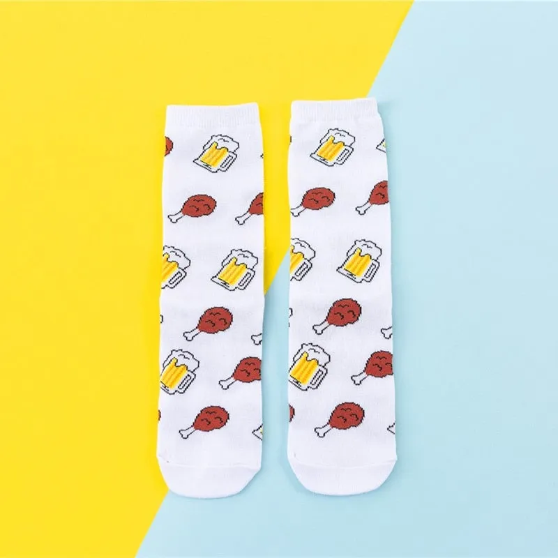 Cartoon Fruit Banana Avocado Lemon Egg Cookie Socks