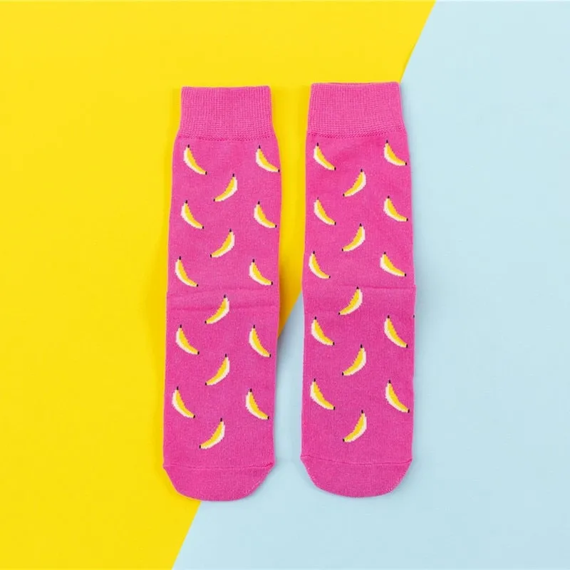Cartoon Fruit Banana Avocado Lemon Egg Cookie Socks