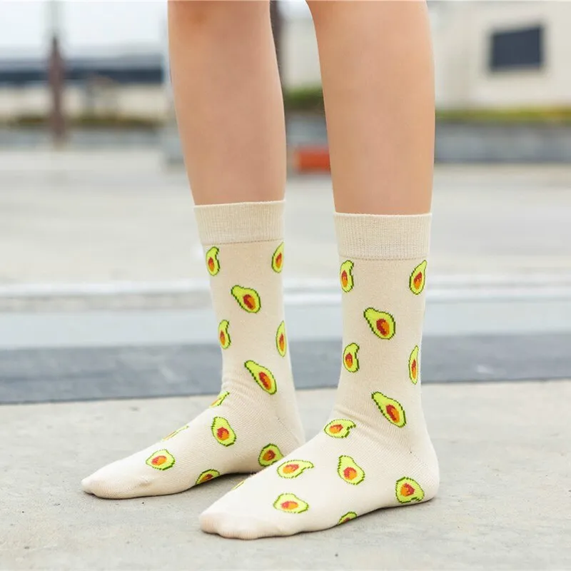 Cartoon Fruit Banana Avocado Lemon Egg Cookie Socks