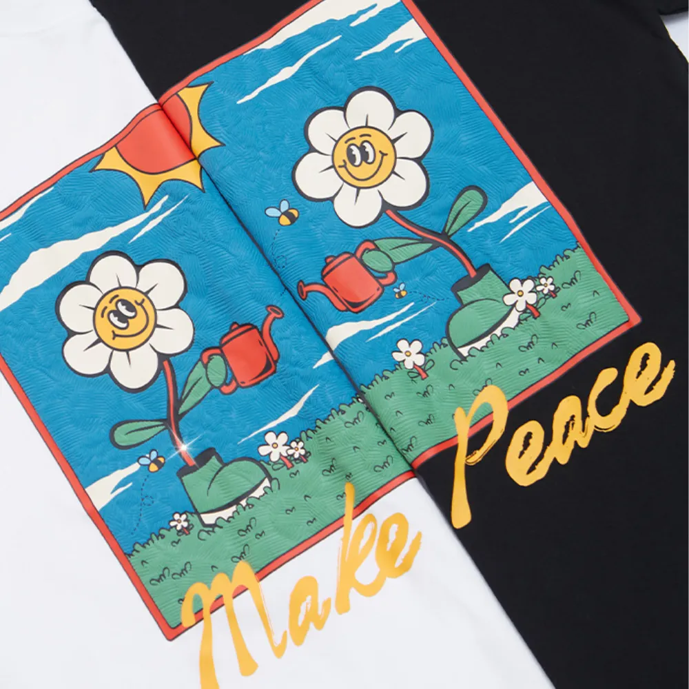 Cartoon Fun Flower Print T-shirt