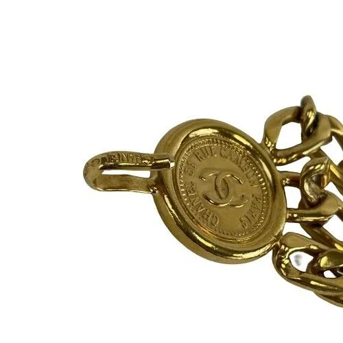 CHANEL - Vintage Chanel Gold Plated Cambon 31 Rue Coin 3 Row Chain Belt