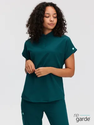 CHARLIE RE-GARDE™ - SARCELLE - Mandarine Collar Scrub Top - SILVADUR™||CHARLIE RE-GARDE™ - SARCELLE - Haut Col Mao - SILVADUR™
