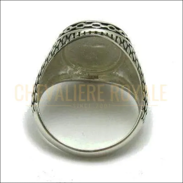 Chevalière homme argent estampillé 925 ancre marine look antique 