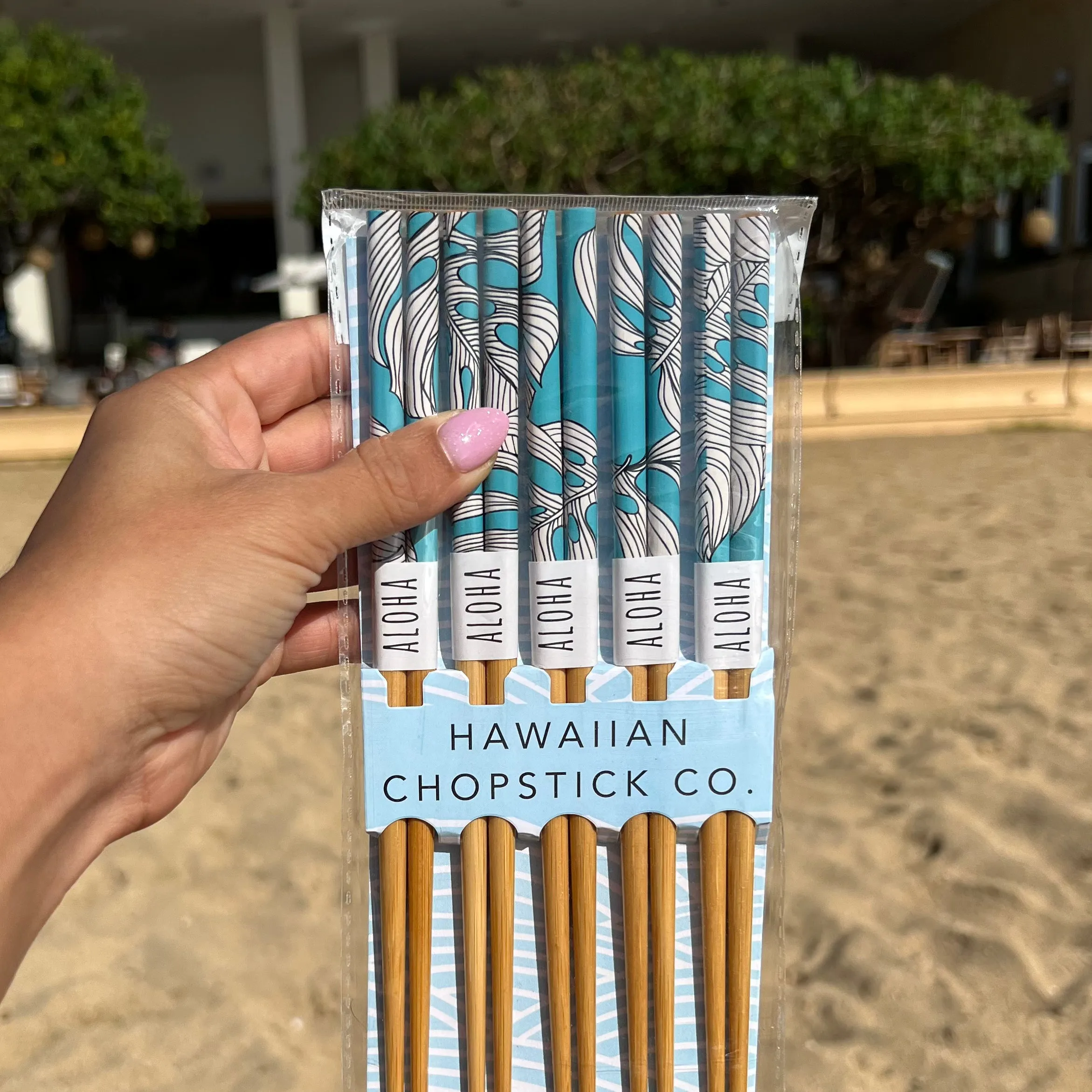 Chopsticks "Blue Monstera Print"