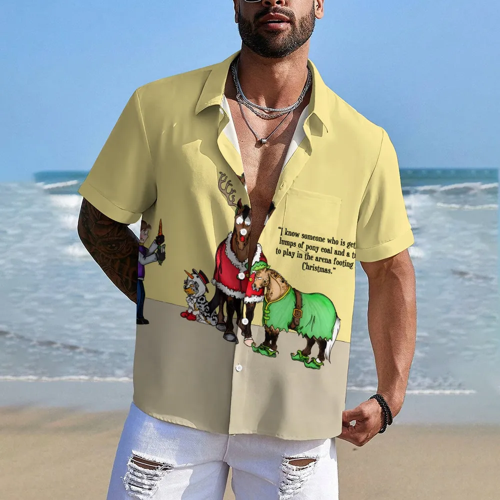 Christmas Elk Fun Print Short Sleeve Shirt 2410003734