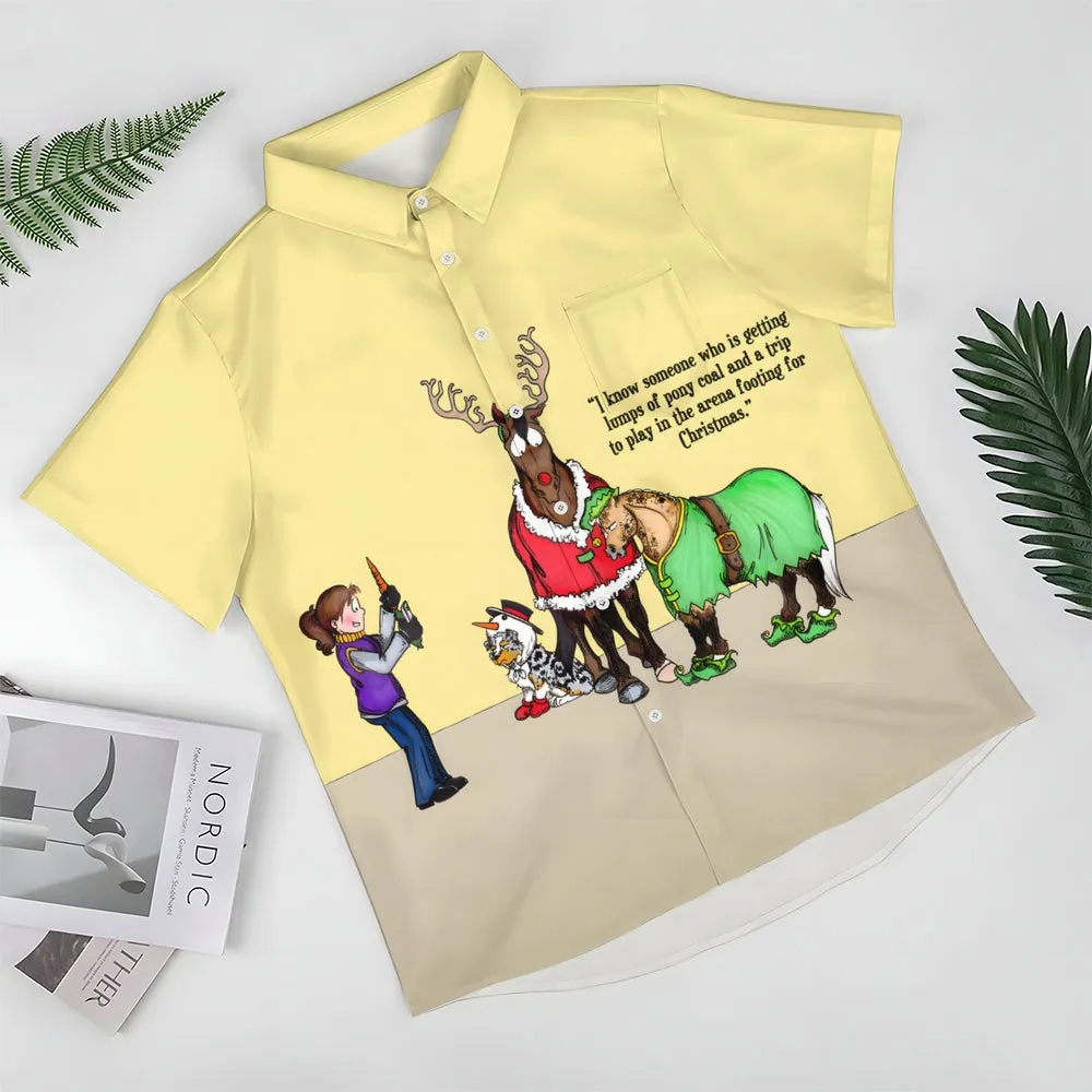 Christmas Elk Fun Print Short Sleeve Shirt 2410003734