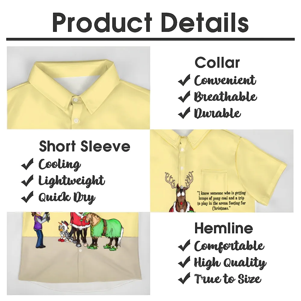 Christmas Elk Fun Print Short Sleeve Shirt 2410003734