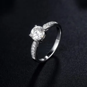 Classic Four Claw Setting with Stone Set Shoulders, 1.00ct Round Cut