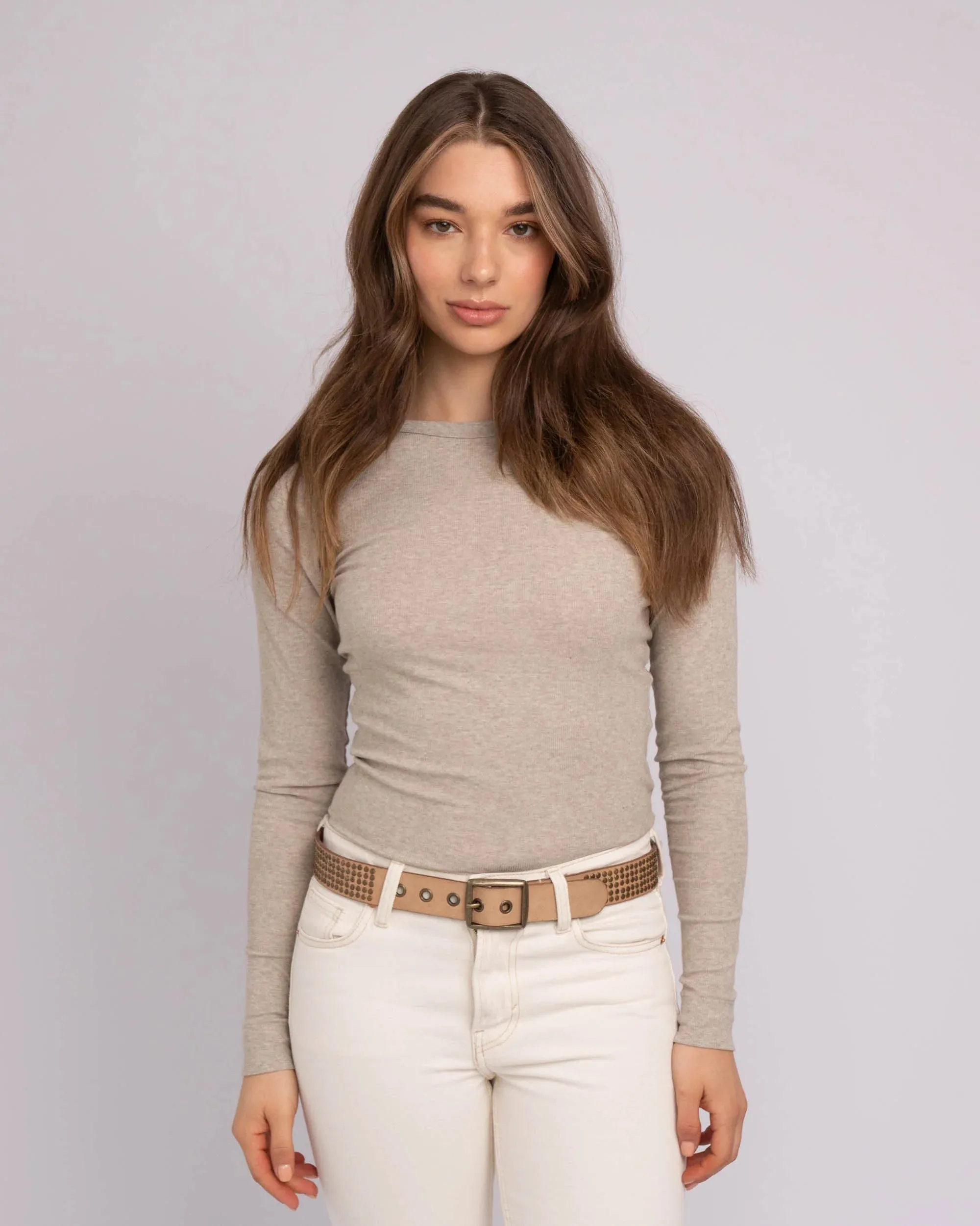 Conrad Rectangle Buckle Studded Leather Belt