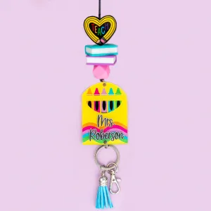 Crayon Cutie Printed Shape Acrylic Lanyard