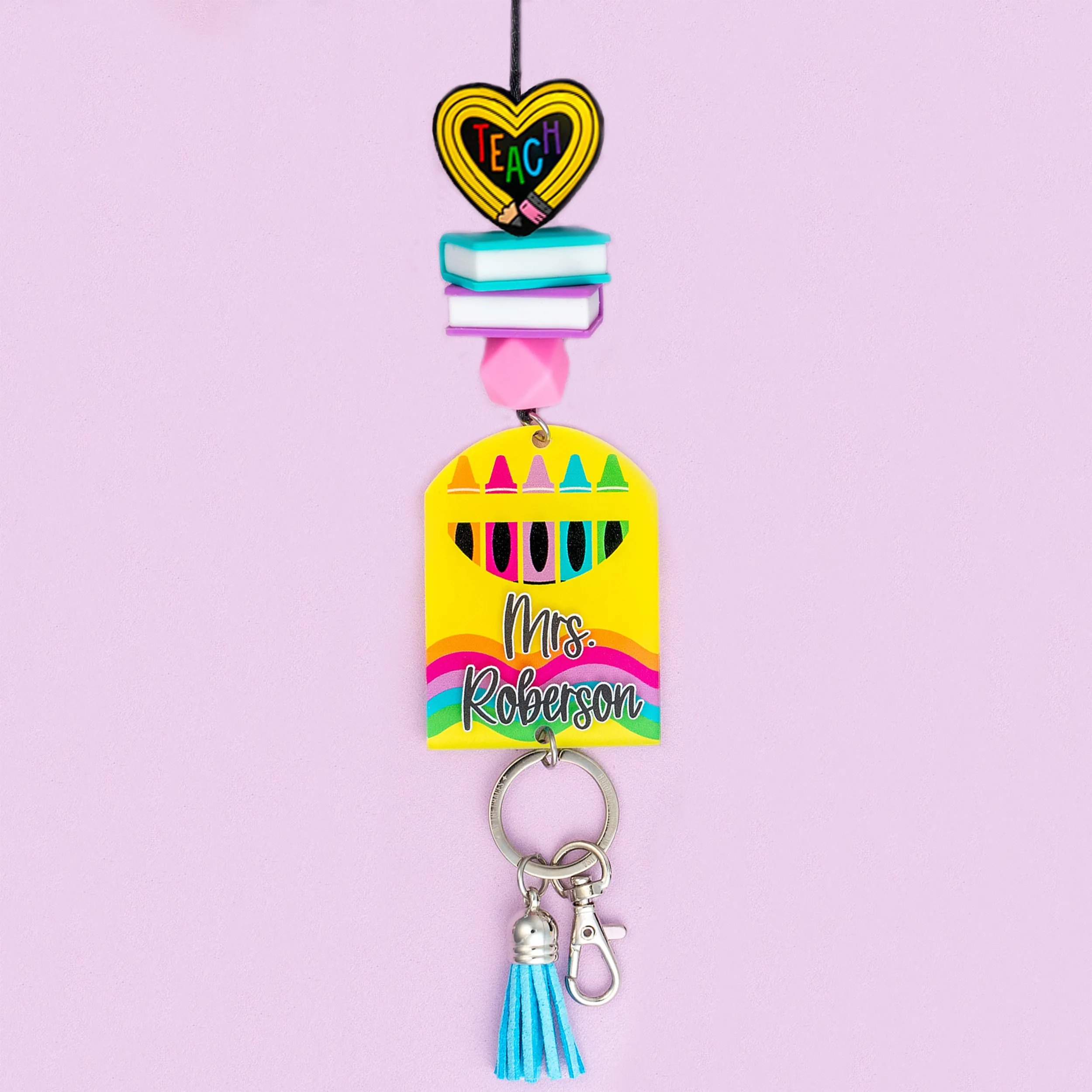 Crayon Cutie Printed Shape Acrylic Lanyard