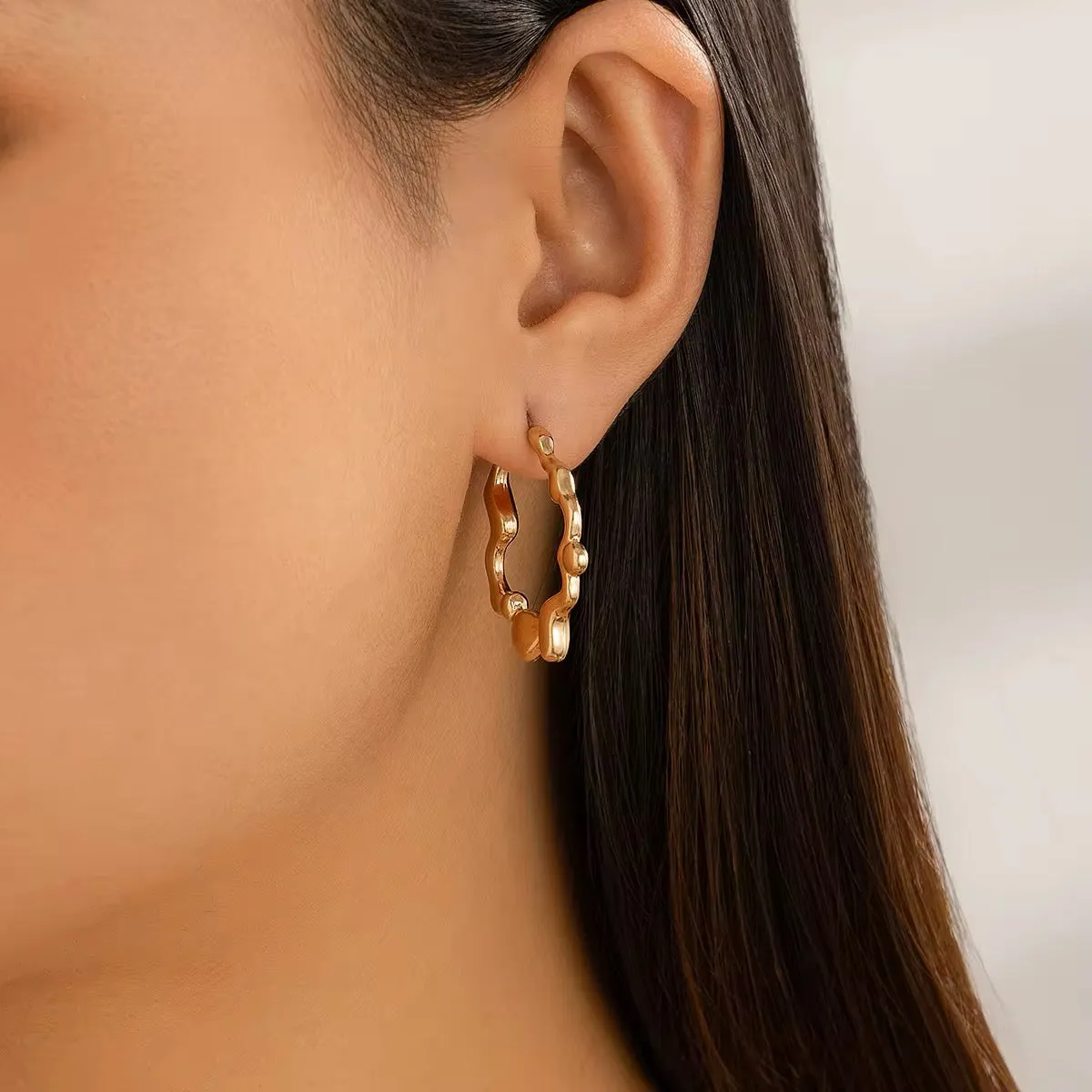 Creative Irregular Metal Liquid Lava Circle Stud Earrings