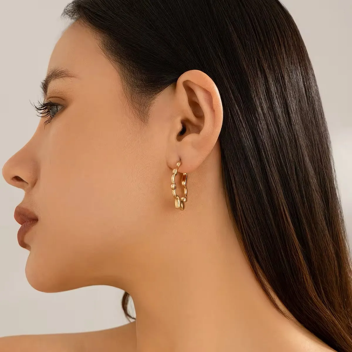Creative Irregular Metal Liquid Lava Circle Stud Earrings