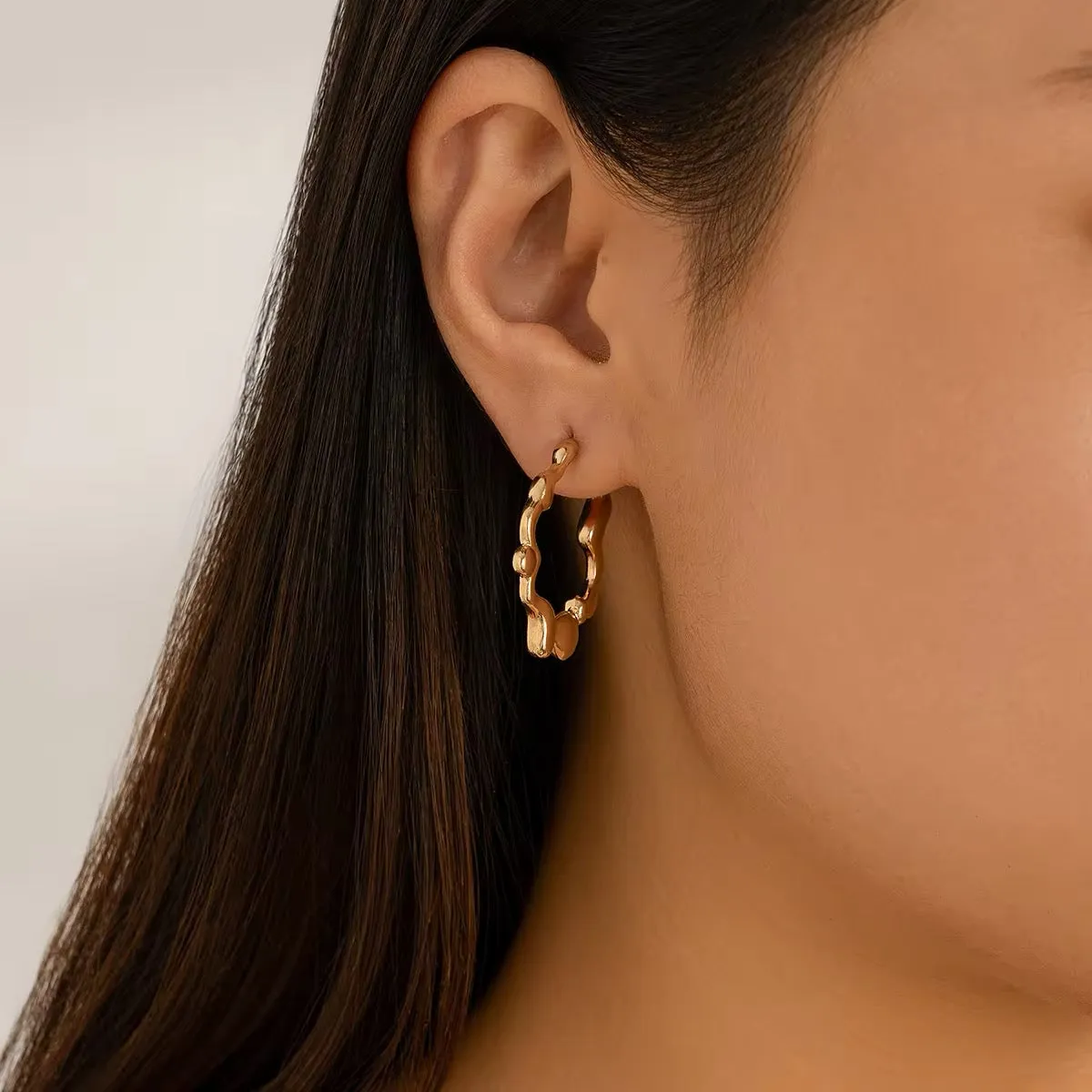 Creative Irregular Metal Liquid Lava Circle Stud Earrings