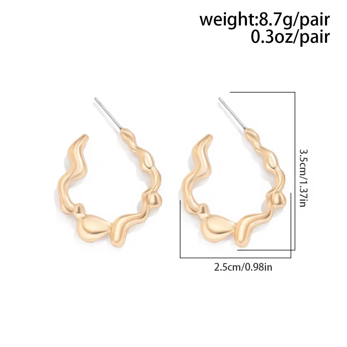 Creative Irregular Metal Liquid Lava Circle Stud Earrings