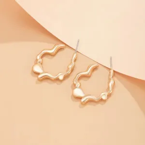 Creative Irregular Metal Liquid Lava Circle Stud Earrings