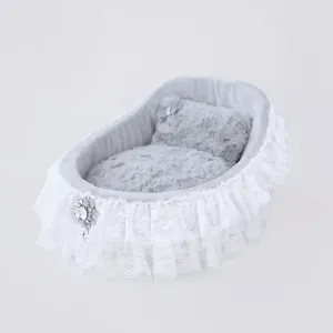 Crib Dog Bed with Ruffles in Sterling Silver (Custom Drop Ship)