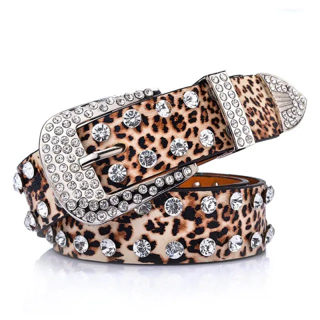 Crystalised Genuine Leather Luxury Western Belts