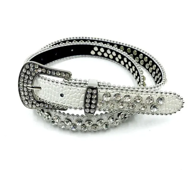 Crystalised Genuine Leather Luxury Western Belts