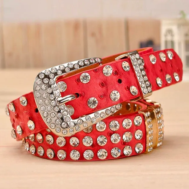 Crystalised Genuine Leather Luxury Western Belts