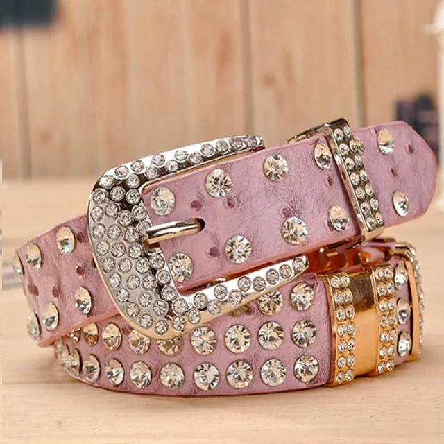 Crystalised Genuine Leather Luxury Western Belts