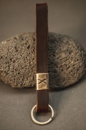 Dark Brown Leather X Keychain