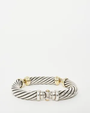 David Yurman Sterling Silver & 14K Gold 7 MM Buckle Cable Bracelet