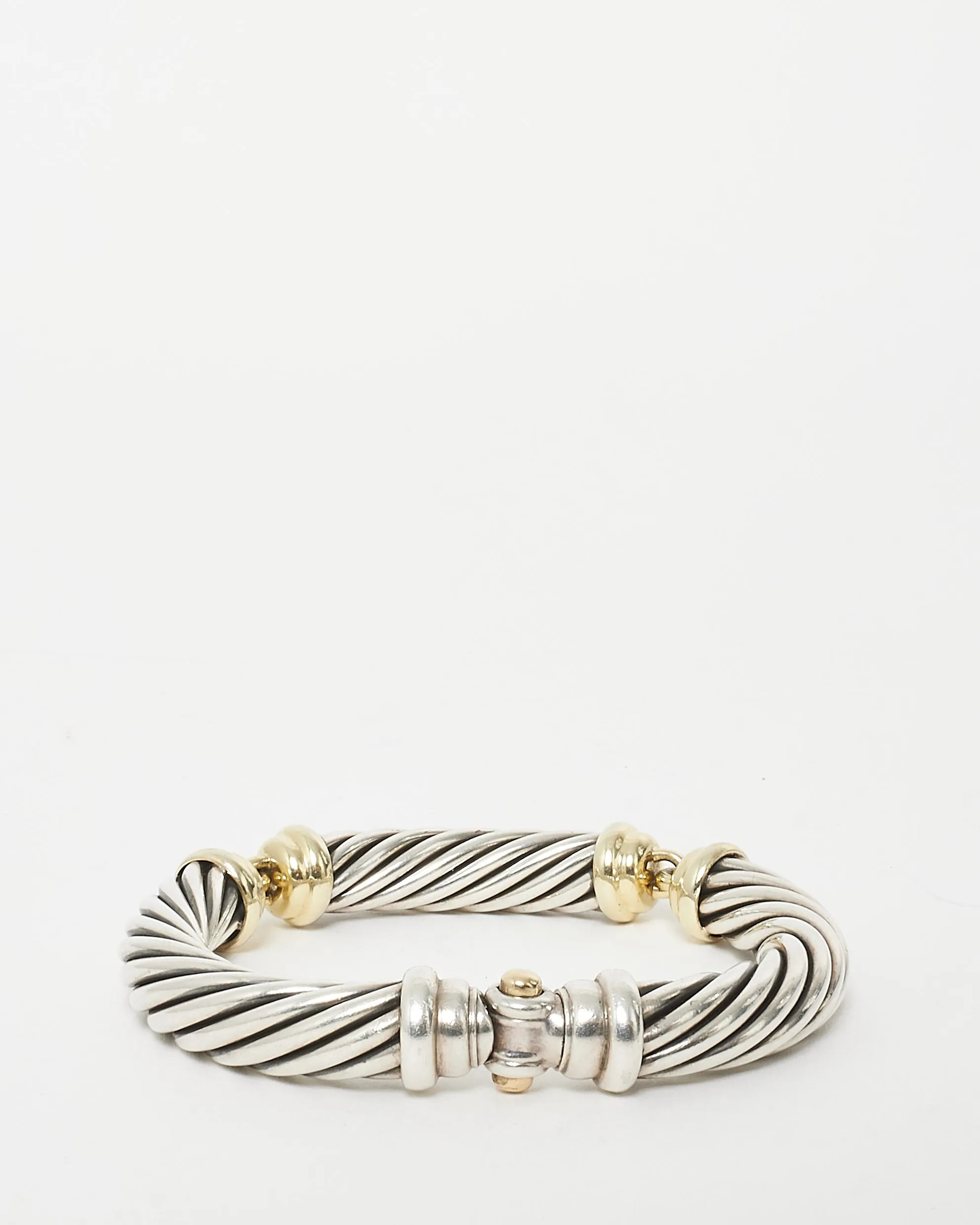 David Yurman Sterling Silver & 14K Gold 7 MM Buckle Cable Bracelet