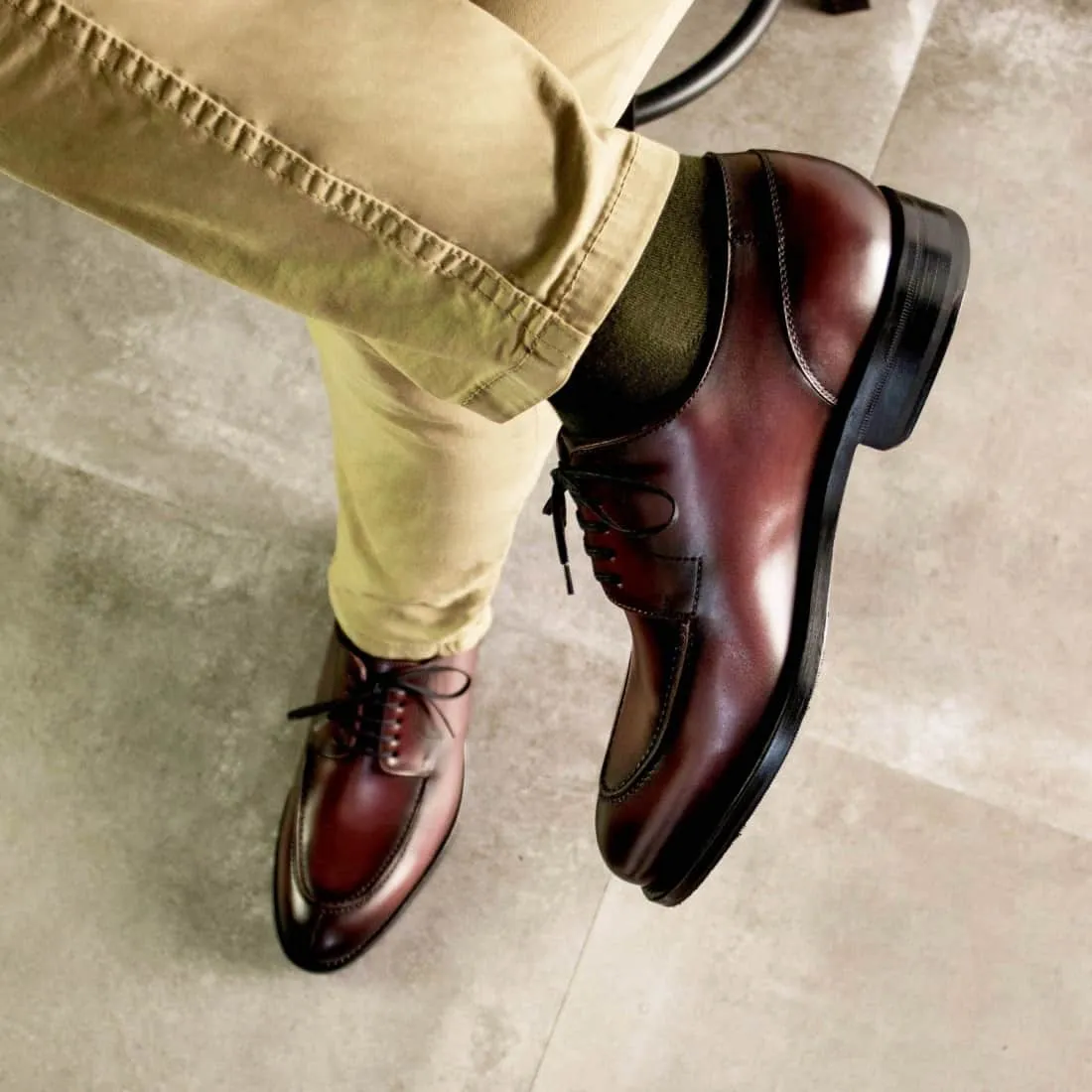 Derbie Chasse en cuir bordeaux