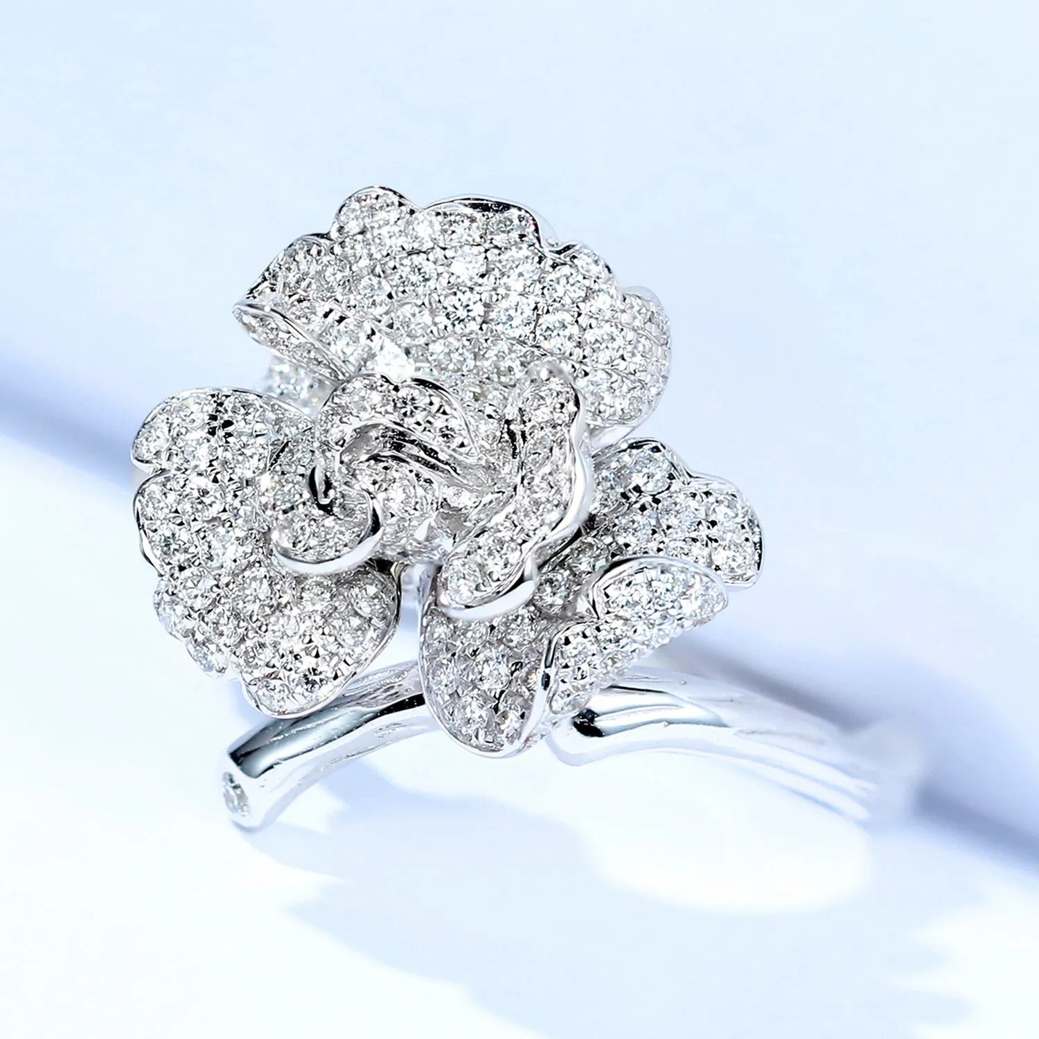 Diamond Bloom Flower Branch Ring