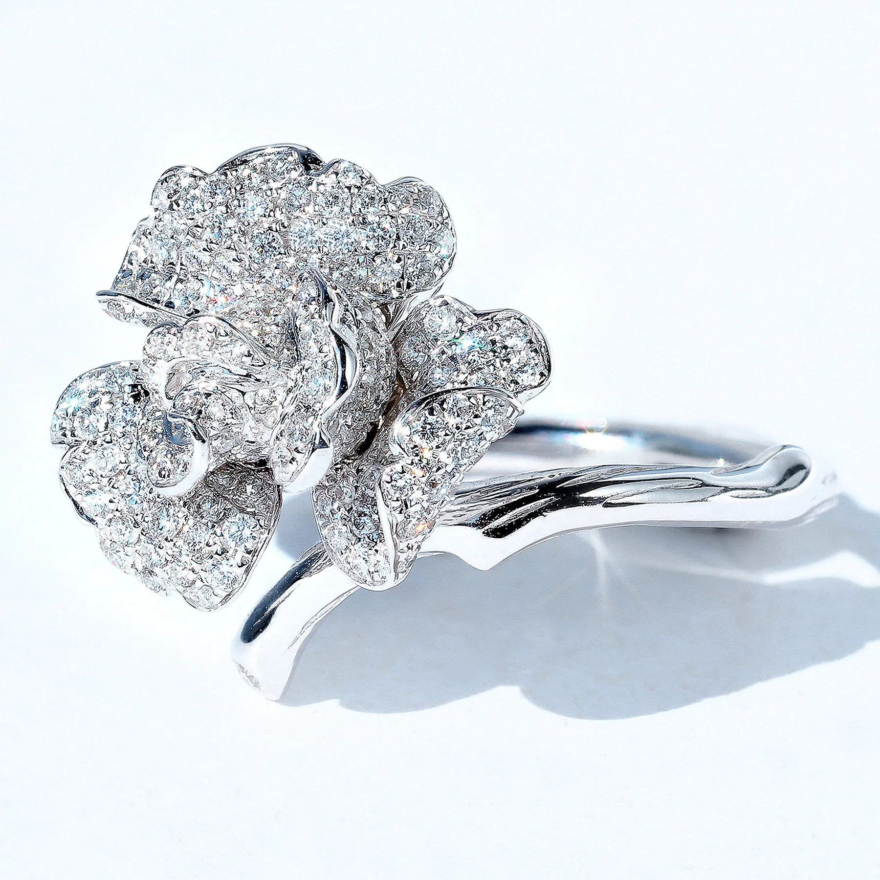Diamond Bloom Flower Branch Ring