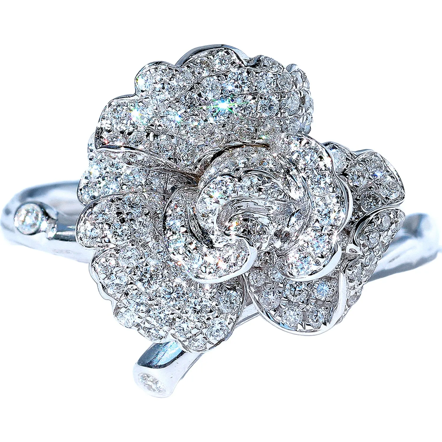 Diamond Bloom Flower Branch Ring