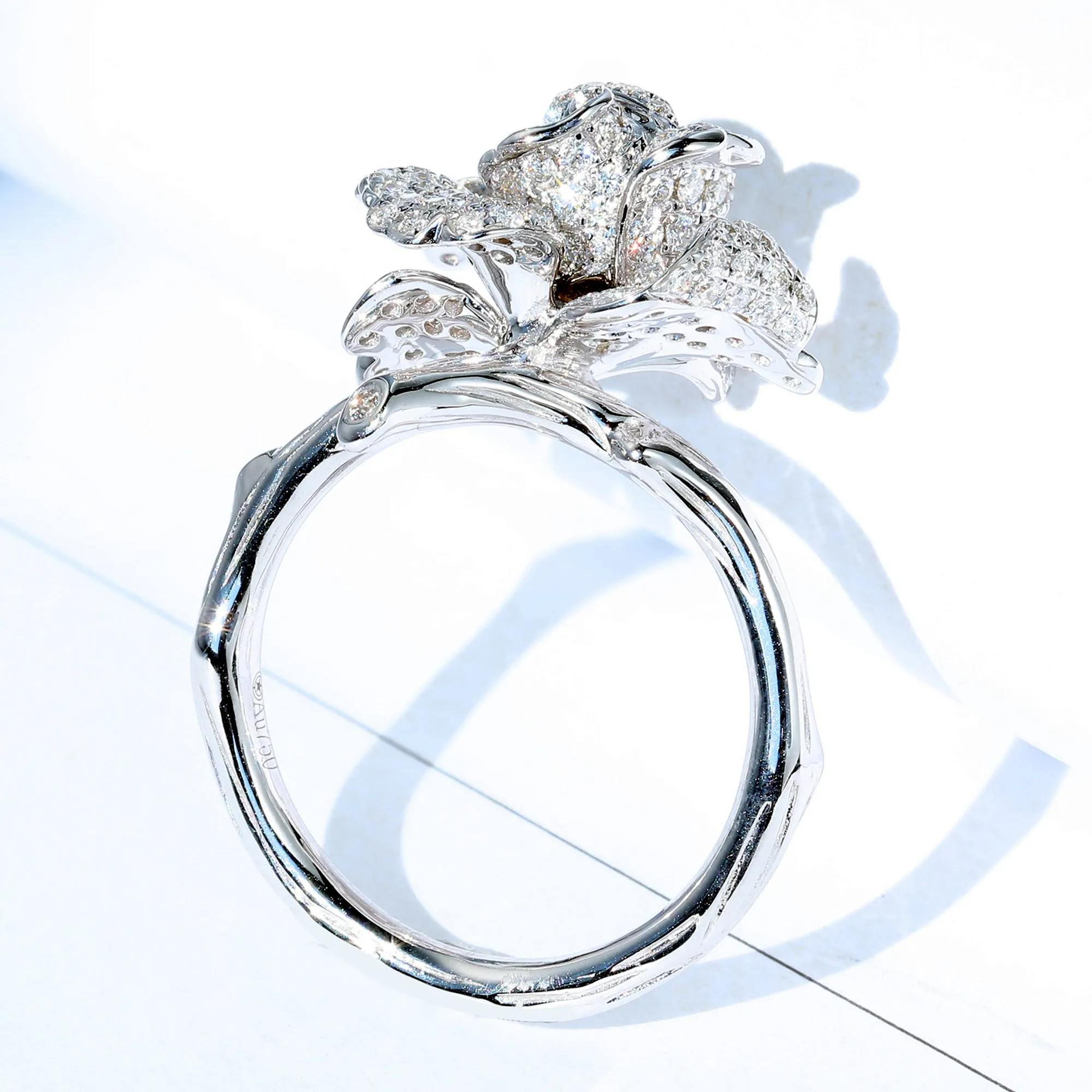Diamond Bloom Flower Branch Ring